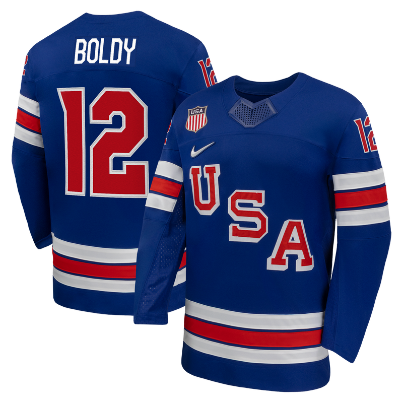 US Hockey Matthew Boldy Nike Royal 2026 Home Replica Jersey