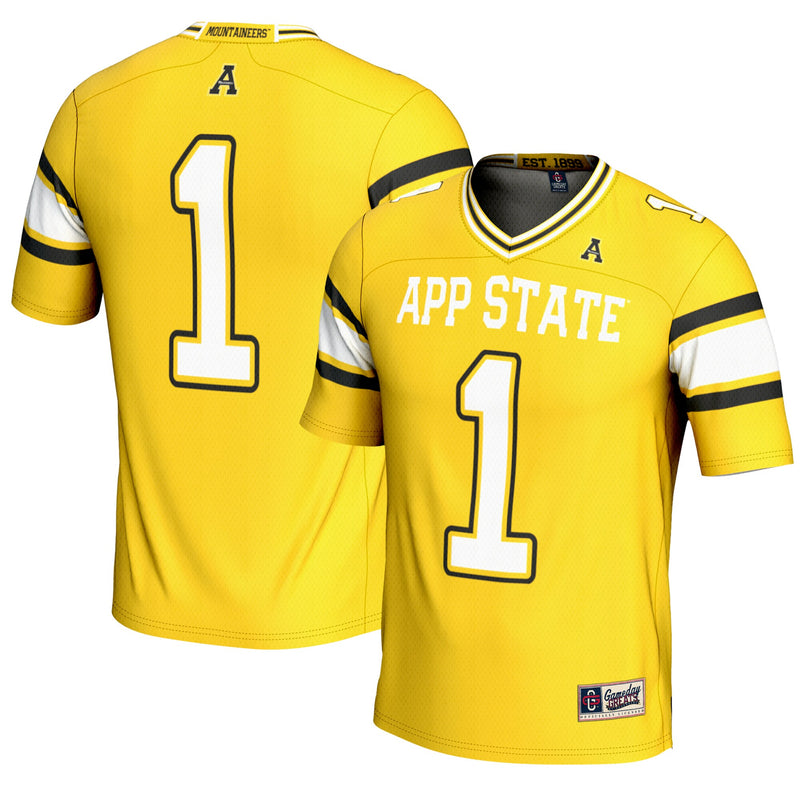 #1 Appalachian State Mountaineers GameDay Greats Endzone Football Jersey - Gold