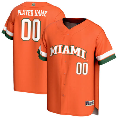 Miami Hurricanes GameDay Greats Lightweight Collegiate Baseball NIL Pick-A-Player Fashion Jersey - Orange