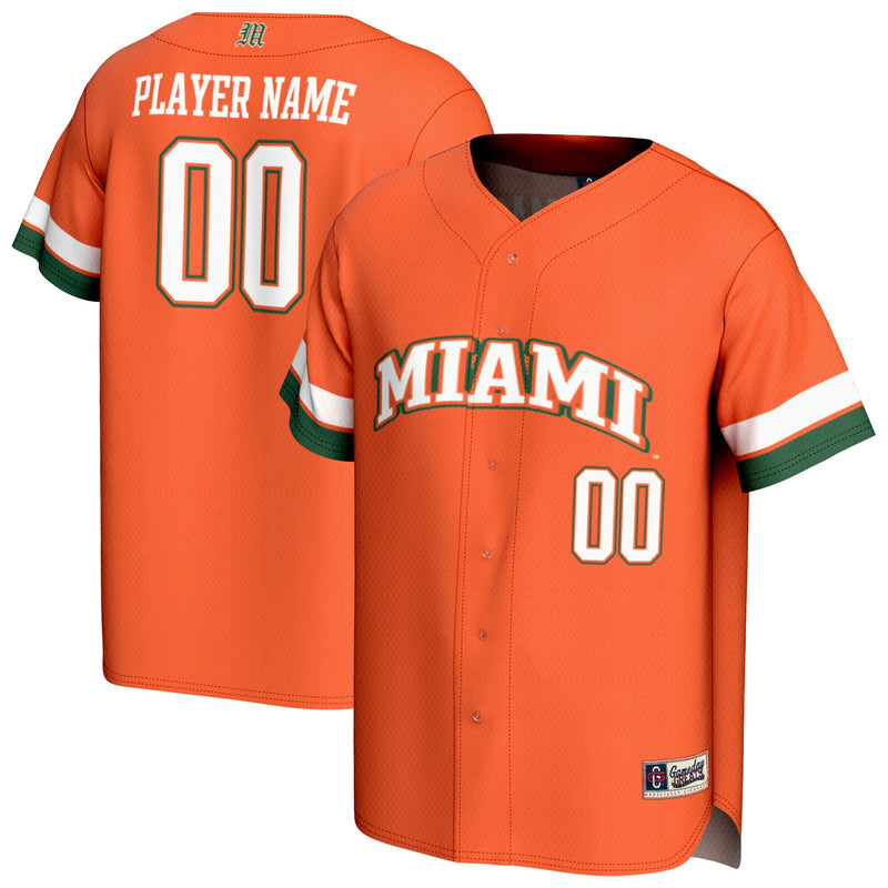 Miami Hurricanes GameDay Greats Lightweight Collegiate Baseball NIL Pick-A-Player Fashion Jersey - Orange