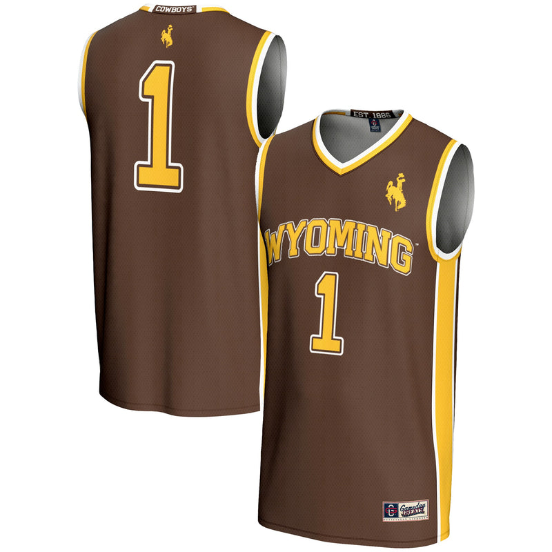 #1 Wyoming Cowboys GameDay Greats Lightweight Basketball Jersey - Brown