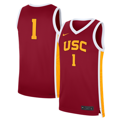 #1 USC Trojans Nike Road Replica Basketball Jersey - Cardinal
