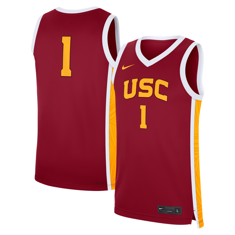 #1 USC Trojans Nike Road Replica Basketball Jersey - Cardinal