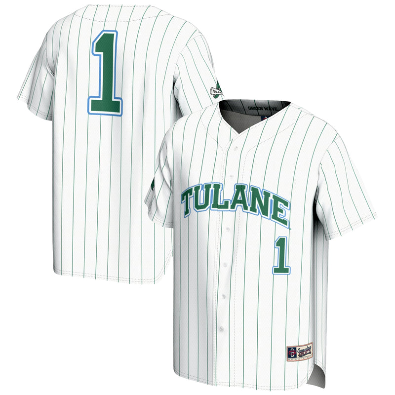 #1 Tulane Green Wave GameDay Greats Lightweight Baseball Jersey - White