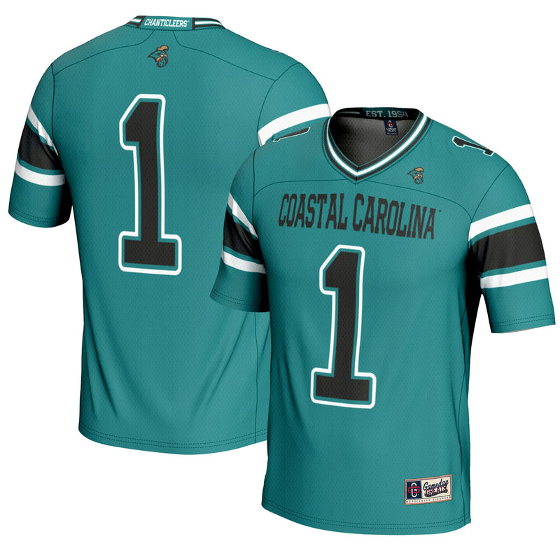 #1 Coastal Carolina Chanticleers GameDay Greats Endzone Football Jersey - Teal