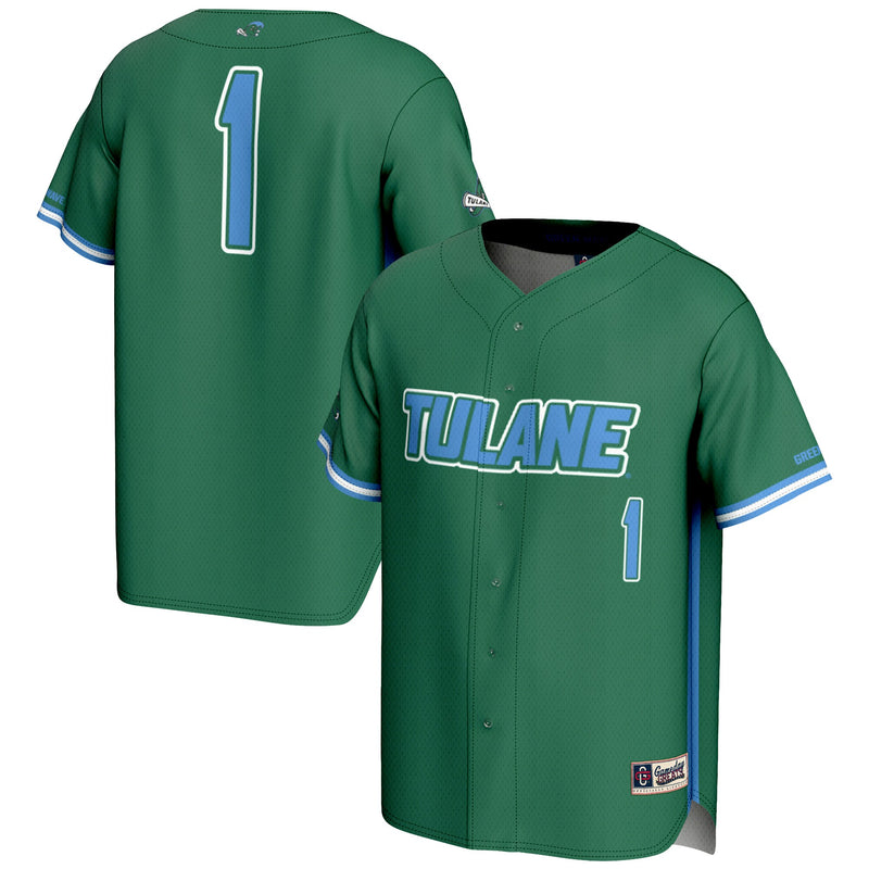 #1 Tulane Green Wave GameDay Greats Lightweight Baseball Jersey - Green