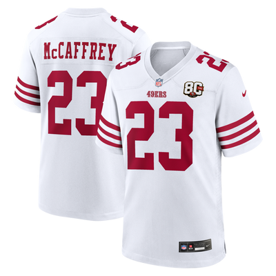 San Francisco 49ers Christian McCaffrey Nike White 80th Anniversary Game Jersey