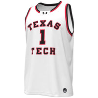 Under Armour #1 White Texas Tech Red Raiders Throwback Replica Basketball Jersey