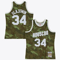 Houston Rockets Mitchell & Ness Hakeem Olajuwon 1993 Ghost Camo Swingman Jersey - Green