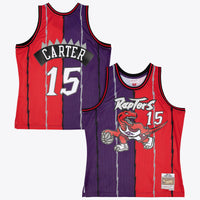 Toronto Raptors Mitchell & Ness Vince Carter 1998 Split Swingman Jersey - Purple/Red