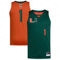 #1 Miami Hurricanes adidas Black History Month Basketball Jersey - Green/Orange