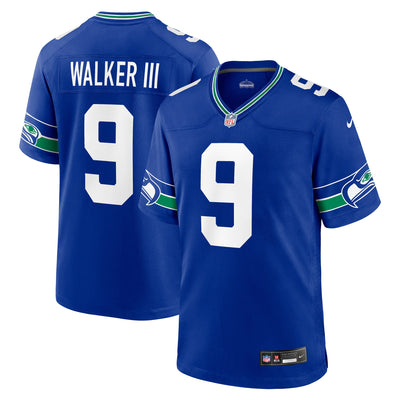 Seattle Seahawks Kenneth Walker III Nike Royal Throwback Player Game Jersey
