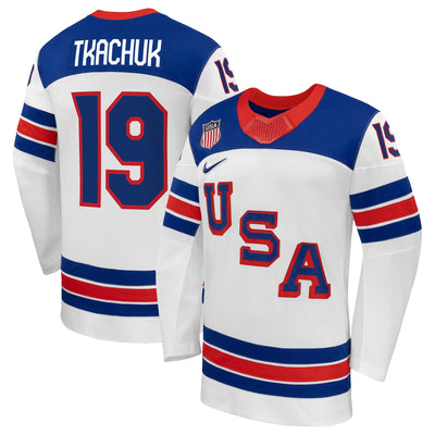 Matthew Tkachuk Nike White US Hockey 2026 Away Replica Jersey
