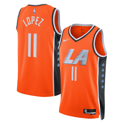 LA Clippers Nike 2025/26 City Edition Swingman Jersey - Orange - Brook Lopez