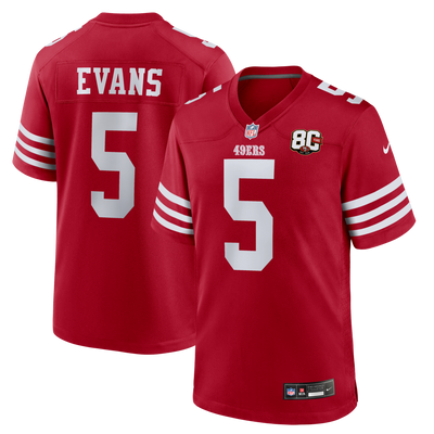 San Francisco 49ers Mike Evans Nike Scarlet 80th Anniversary Game Jersey