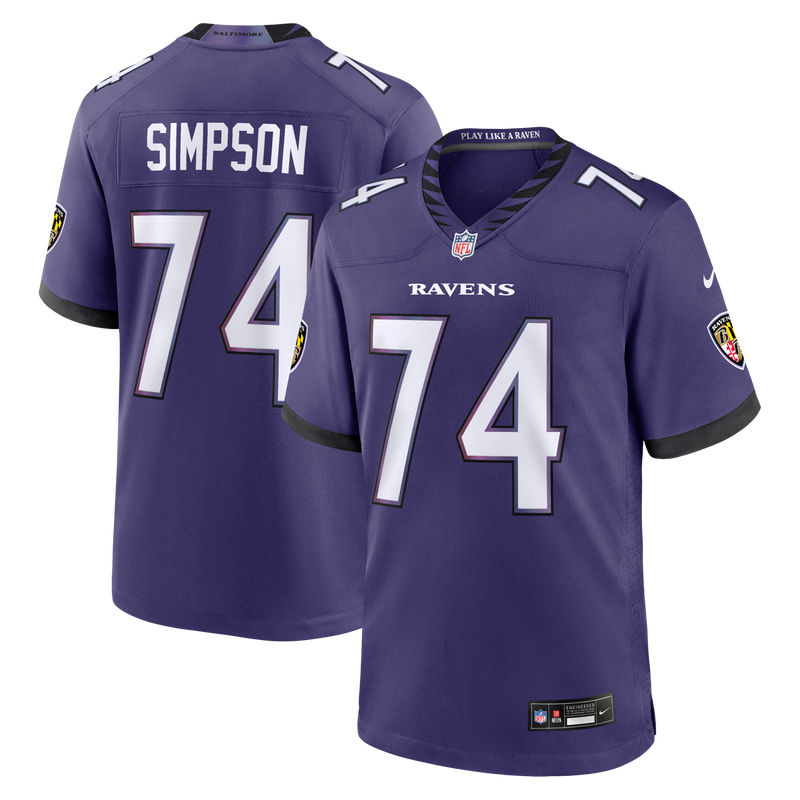 Baltimore Ravens John Simpson Nike Purple Team Game Jersey