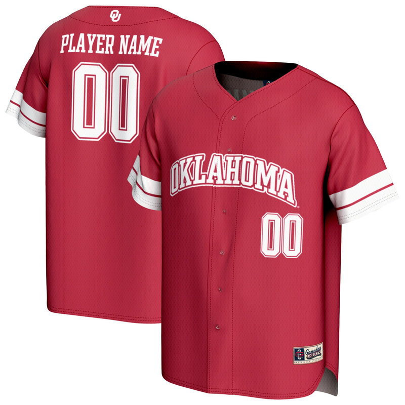 Oklahoma Sooners GameDay Greats Personalized Collegiate Baseball Fashion Jersey - Crimson
