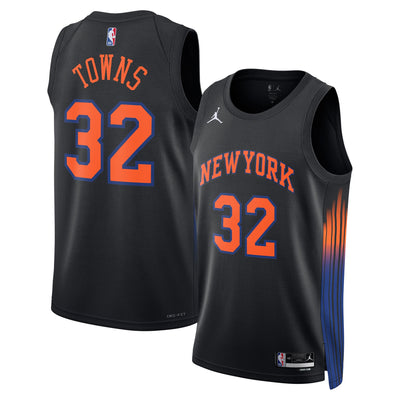 New York Knicks Jordan Brand Statement Edition Jersey - Black - Karl-Anthony Towns -