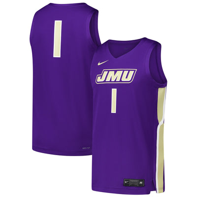 #1 James Madison Dukes Nike Replica Basketball Jersey - Purple