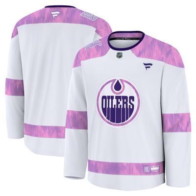 Edmonton Oilers Fanatics White 2024 Hockey Fights Cancer Practice Jersey