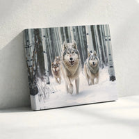 Wolf Pack Winter Forest Printable Wall Art | Digital Download | Horizontal Printable Home Decor