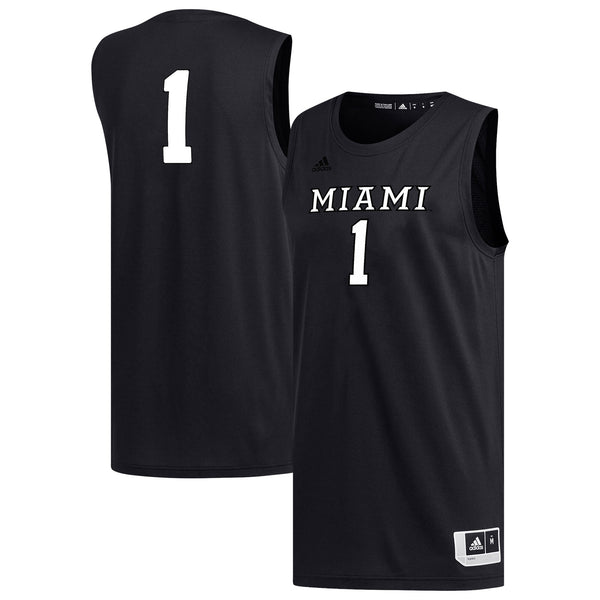 #1 Miami University RedHawks adidas Replica Basketball Jersey - Black