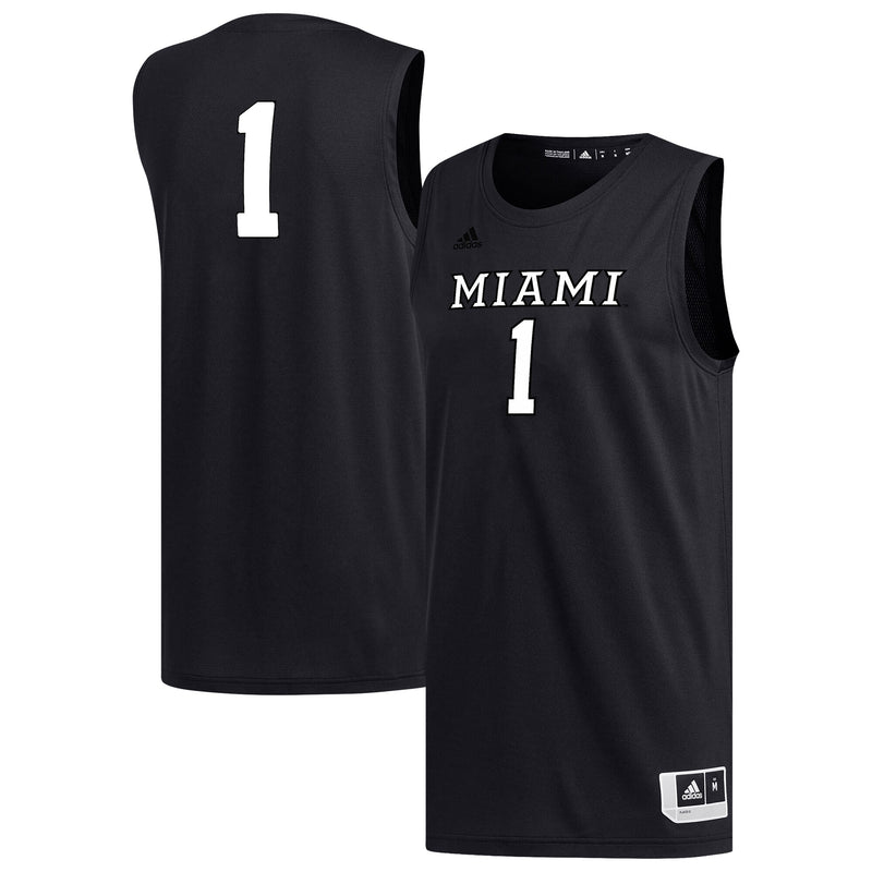 #1 Miami University RedHawks adidas Replica Basketball Jersey - Black