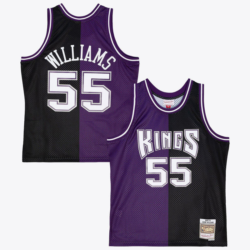 Sacramento Kings Mitchell & Ness Jason Williams 2000 Split Swingman Jersey - Black/Purple