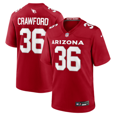 Arizona Cardinals Kitan Crawford Nike Cardinal Team Game Jersey