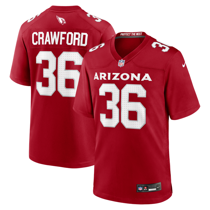 Arizona Cardinals Kitan Crawford Nike Cardinal Team Game Jersey
