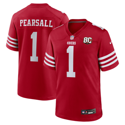 San Francisco 49ers Ricky Pearsall Nike Scarlet 80th Anniversary Game Jersey
