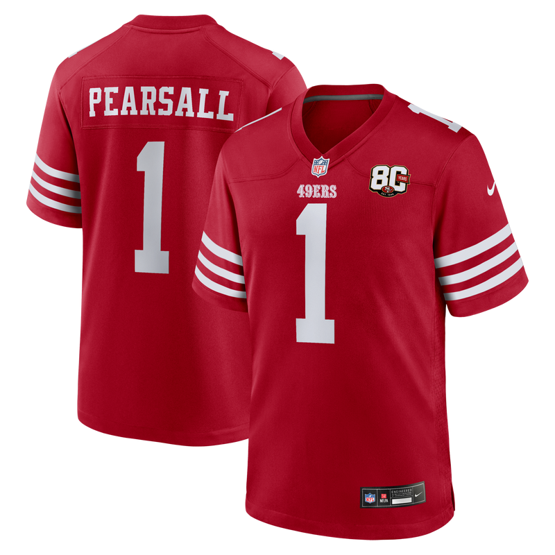 San Francisco 49ers Ricky Pearsall Nike Scarlet 80th Anniversary Game Jersey