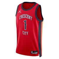 New Orleans Pelicans Jordan Brand Statement Edition Swingman Jersey - Red - Zion Williamson