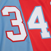 Houston Oilers Earl Campbell Mitchell & Ness Red/Light Blue Gridiron Classics 1980 Split Legacy Replica Jersey