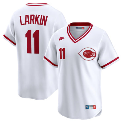 Cincinnati Reds Barry Larkin Nike White Throwback Cooperstown Collection Limited Jersey