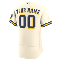 Milwaukee Brewers Nike Cream Home Authentic Custom Jersey
