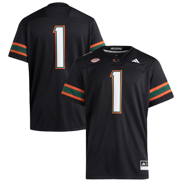 #1 Miami Hurricanes adidas Premier Jersey - Black
