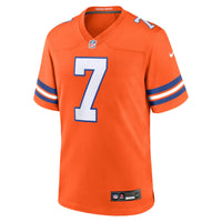 Denver Broncos John Elway Nike Orange Mile High Collection 1977 Throwback Retired Player Game Jersey