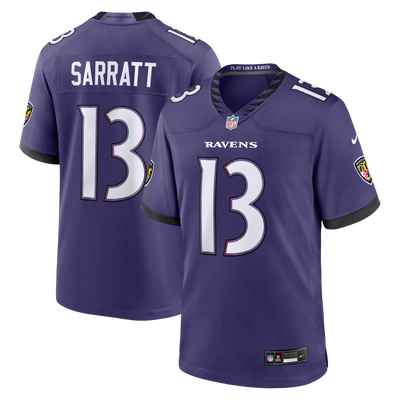 Baltimore Ravens Elijah Sarratt Nike Purple Team Game Jersey