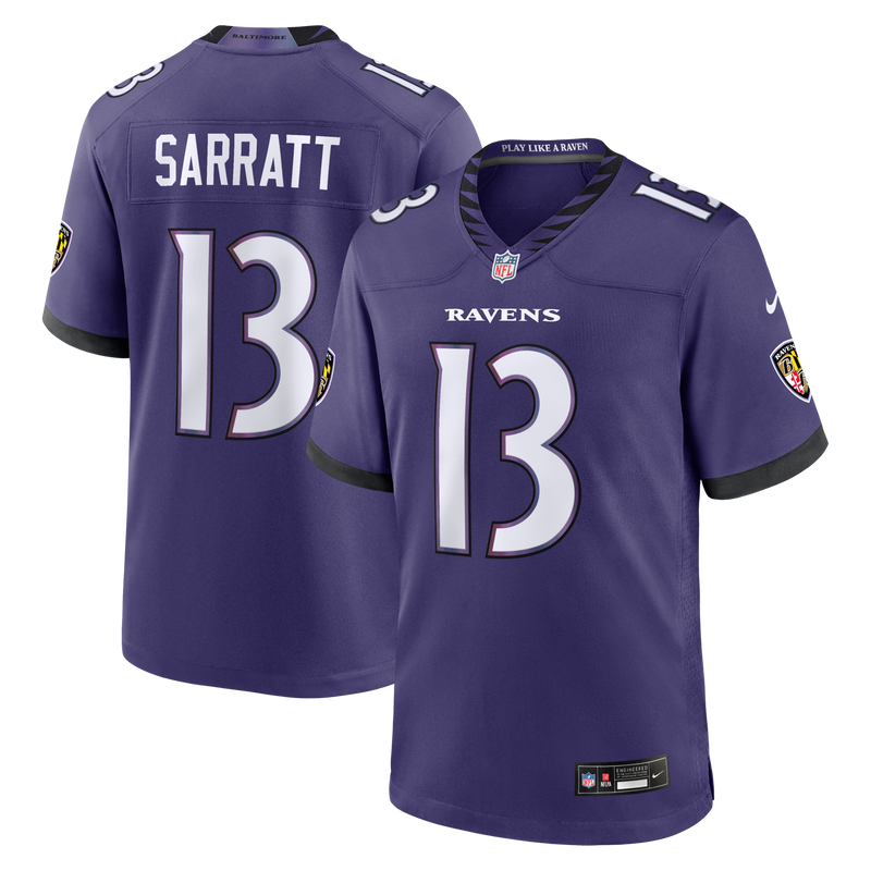Baltimore Ravens Elijah Sarratt Nike Purple Team Game Jersey