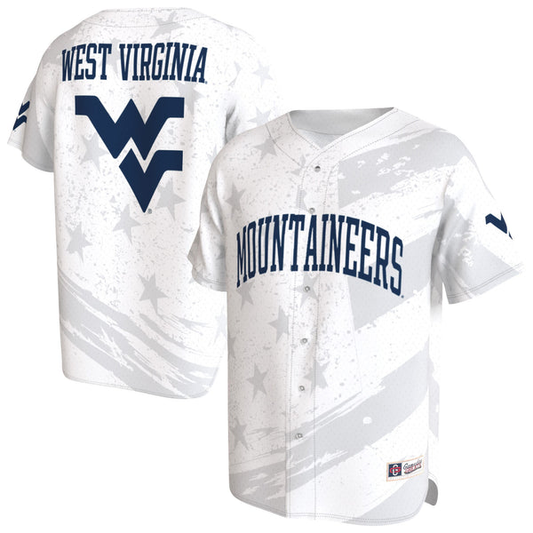 West Virginia Mountaineers GameDay Greats Lightweight Collegiate Baseball Americana Fashion Jersey - White