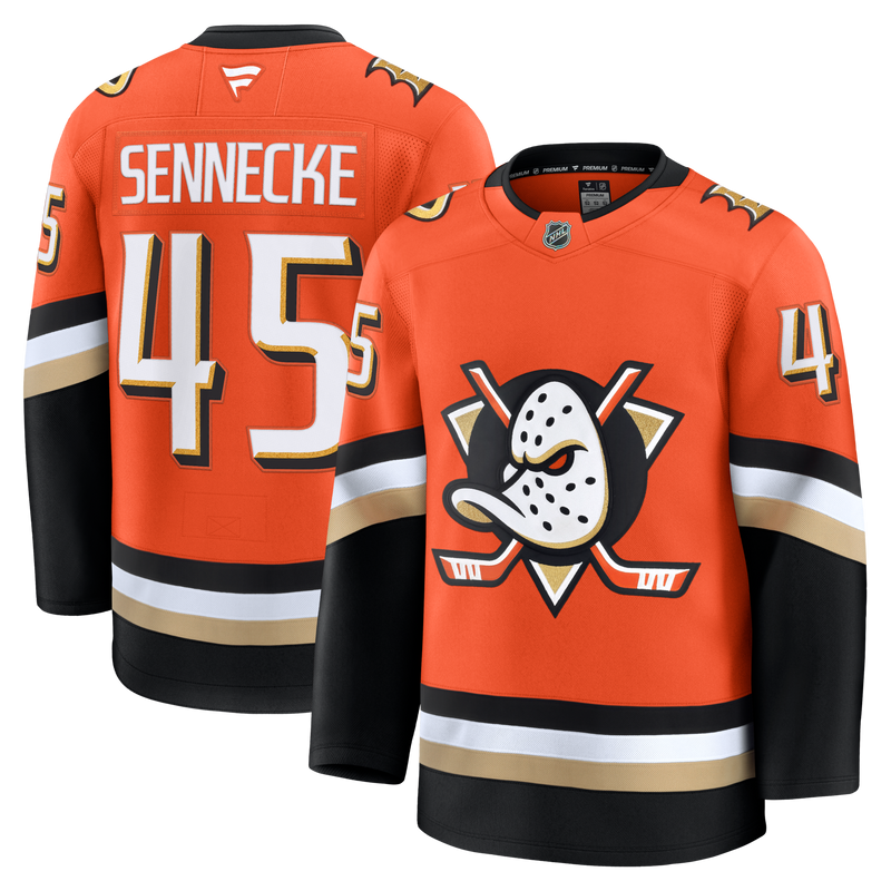 Anaheim Ducks Beckett Sennecke Fanatics Orange Home Premium Jersey