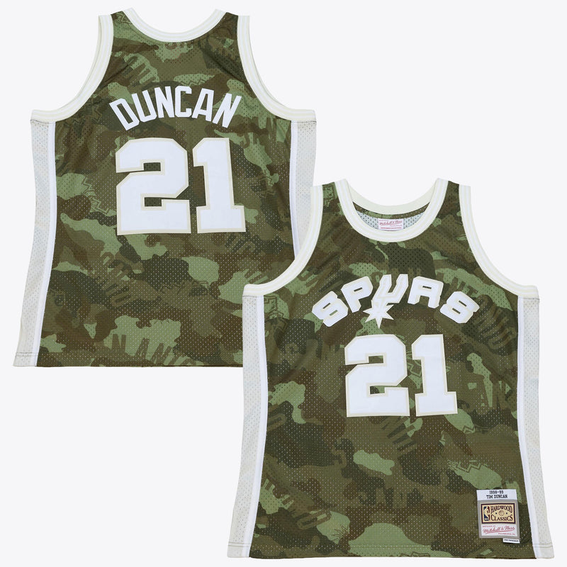 San Antonio Spurs Mitchell & Ness Tim Duncan 1998 Ghost Camo Swingman Jersey - Green