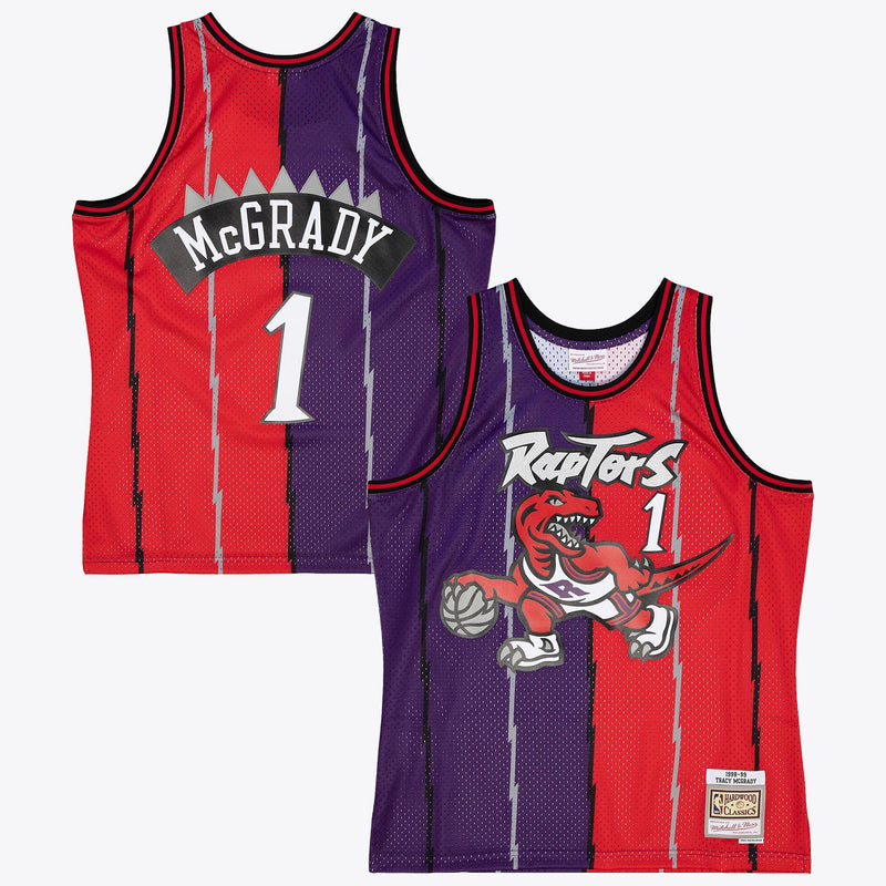Toronto Raptors Mitchell & Ness Tracy McGrady 1998 Split Swingman Jersey - Purple/Red