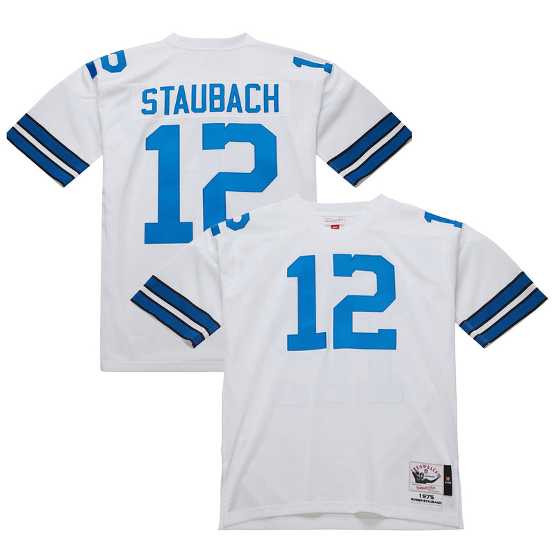 Dallas Cowboys 1975 Roger Staubach Mitchell & Ness White Authentic Throwback Retired Player Jersey
