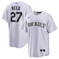 Colorado Rockies Jordan Beck Nike White Home Replica Jersey