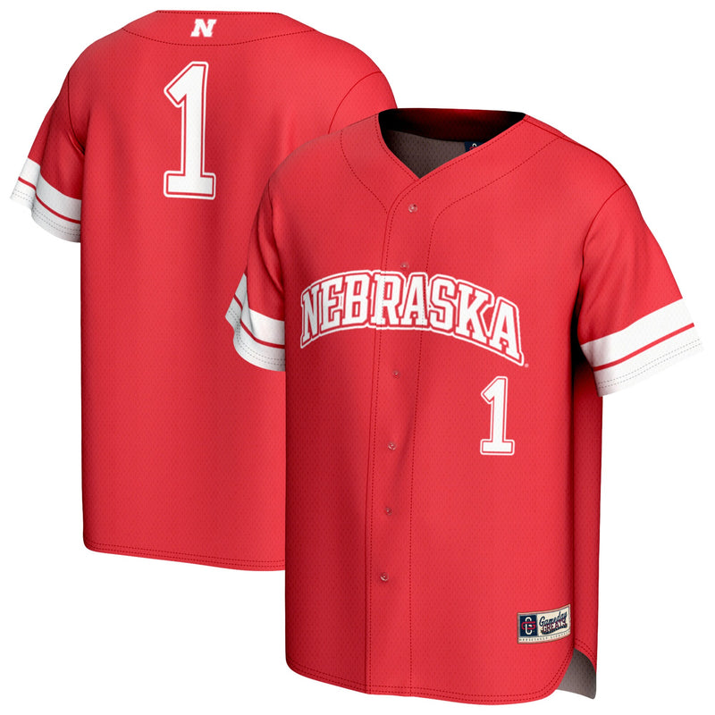 #1 Nebraska Huskers GameDay Greats Lightweight Collegiate Baseball Fashion Jersey - Scarlet