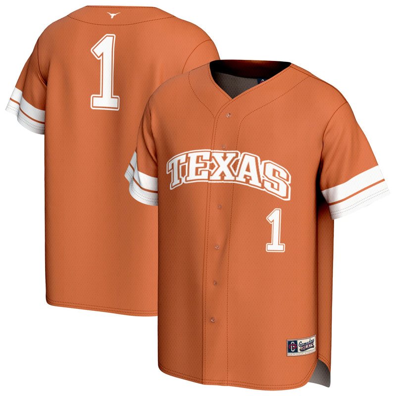 #1 Texas Longhorns GameDay Greats Collegiate Baseball Fashion Jersey - Texas Orange