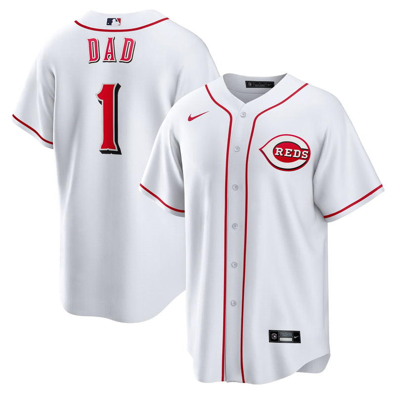 Cincinnati Reds Nike White #1 Dad Home Replica Jersey