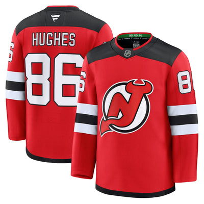 New Jersey Devils Jack Hughes Fanatics Red Home Premium Jersey